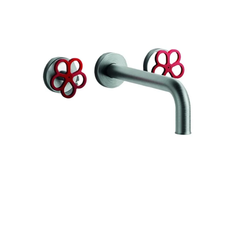 

In-wall basin faucet, double handle, red