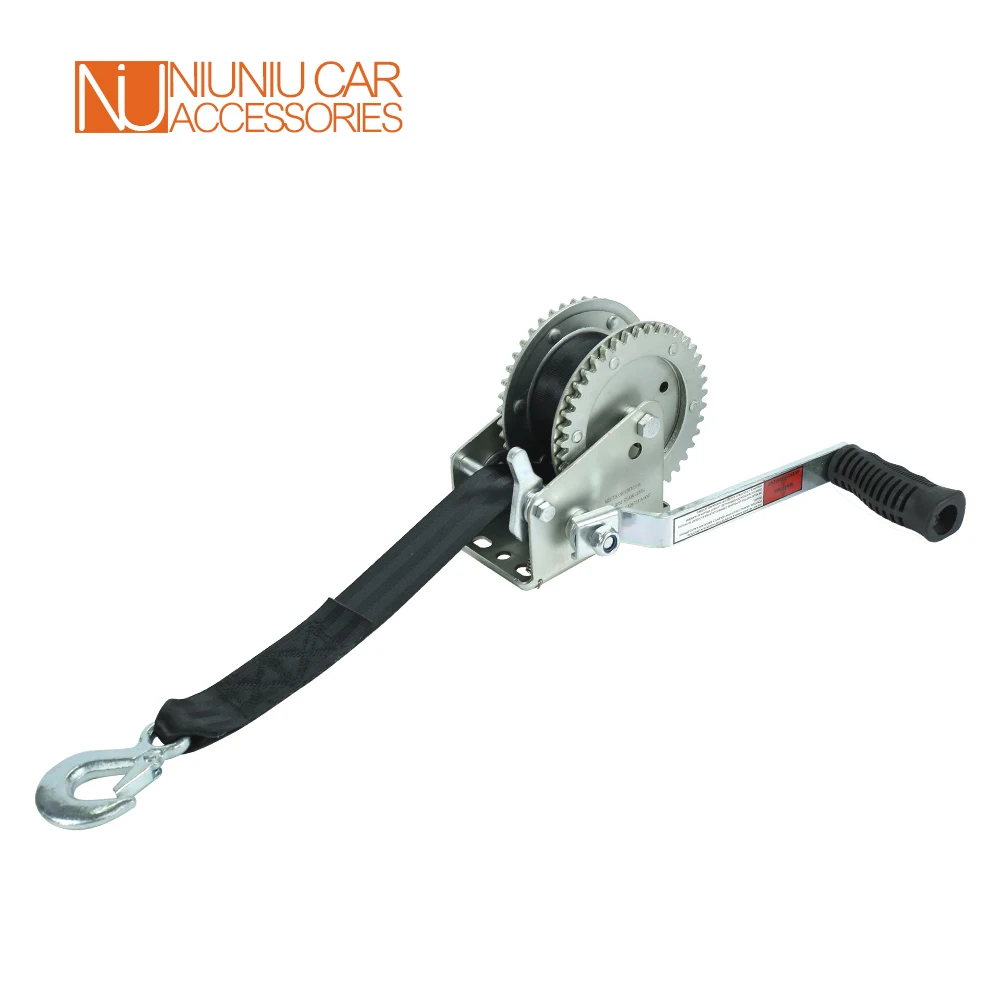 High Quality Hand Winch CAP 2000 LBS / 900 KG 6.1M Extra Long Synthetic Strap Webbing Car Boat Trailer