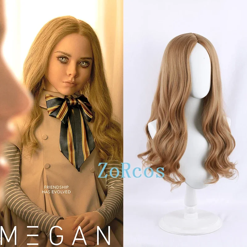 M3GAN Cosplay Costume Wig AI Doll Robots Megan 60cm Long Hair Heat Resistant Synthetic Halloween Role Play Wig   Free Wig Cap