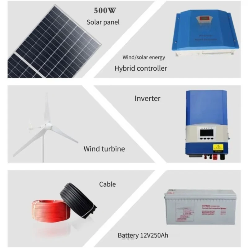 Solar Panel With Horizontal Wind Turbine Hybrid Off-grid Battery Inverter System for Home