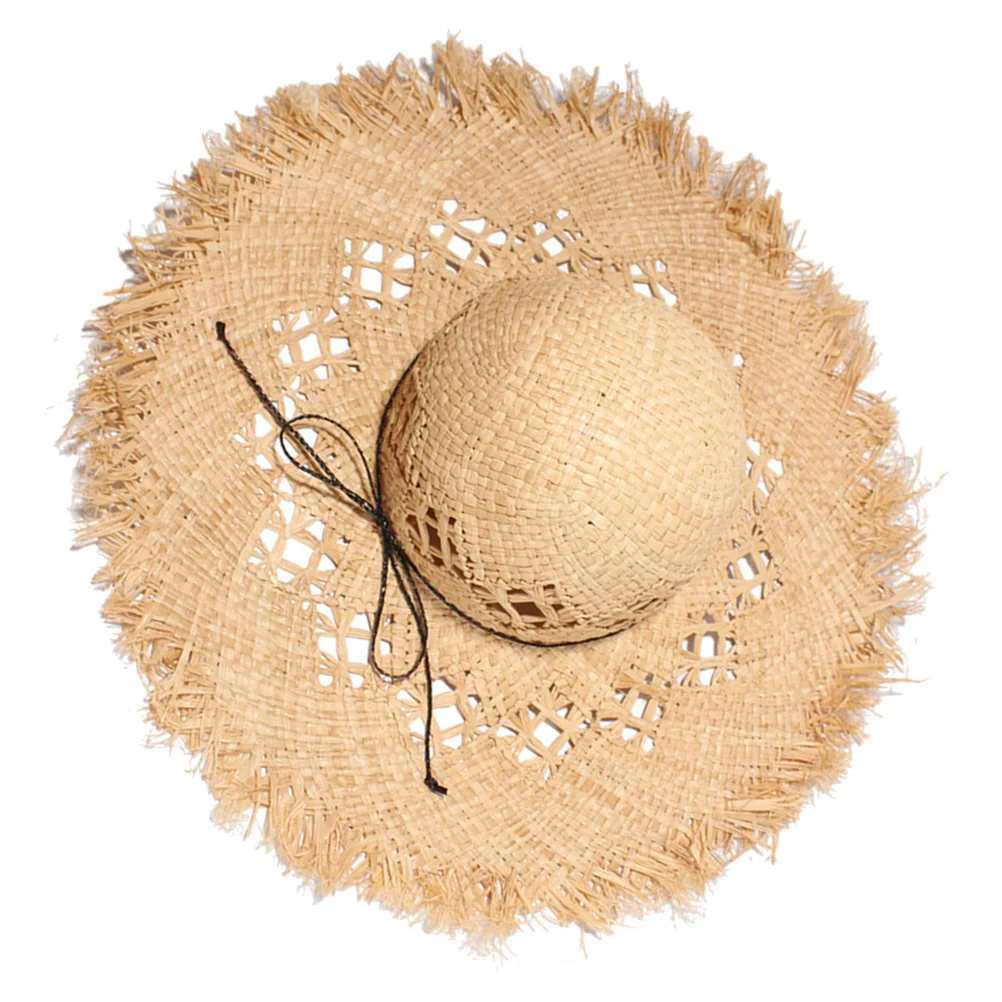 

Women's Casual Handmade Paper Straw Summer Sun Hat Wide Brim Uv Protection Lightweight Breathable Beach Hat for