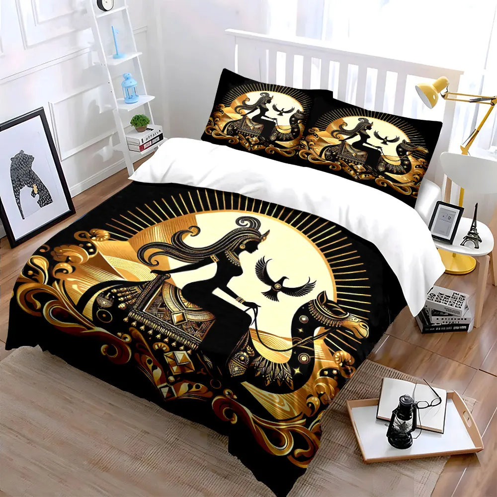 Golden Desert Queen Art Decor Soft Skin-Friendly Bedding Set Includes 1 Duvet Cover And 2 Pillowcase, Gift