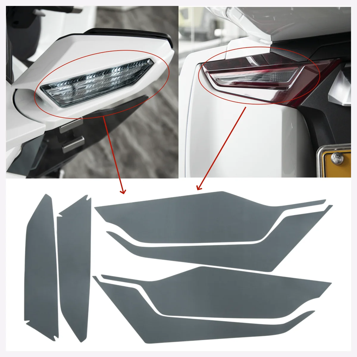 Motorcycle Headlight Taillight Protective Film Headlight Front Rear Decoration Lights For Honda Gold Wing GL1800 F6B 2018-2024