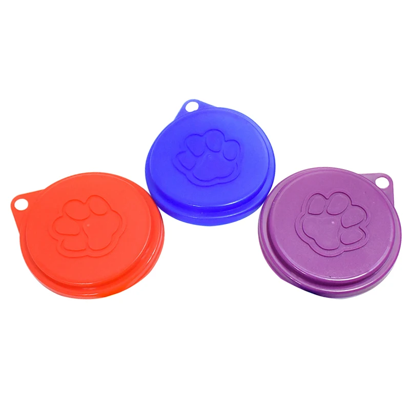 2 Pcs Reusable Pet Dog Can Tin Food Covers With Print Fresh Pet Cans Plastic Lid Caps-Random Color