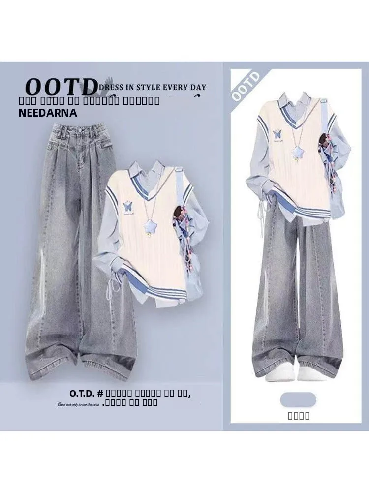 

Мягкий трикотажный жилет с вышивкой, комплект студенческого Sle сращенного цвета, женский комплект жилета из полиэфирной ткани с длинным воротником-стойкой