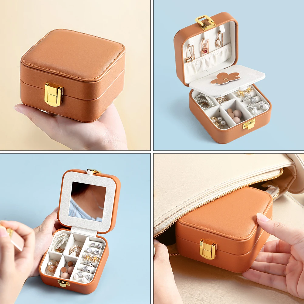 

Soft Jewelry Box Storage Case Organizer For Necklaces Earrings Bracelets Rings Portable Premium Display Container Gift