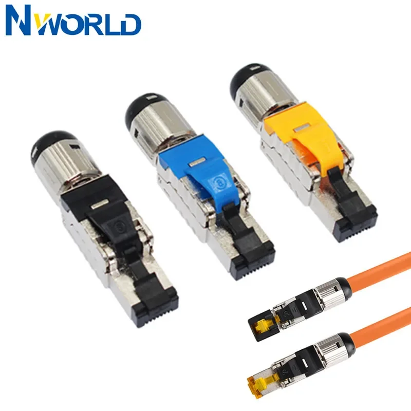 RJ45 CAT6 CAT6A Cat7 CAT8 CAT 8 Connectors Tool-Free Zinc Alloy Shielded 10G Ethernet Termination Plugs for 23AWG SFTP Cables