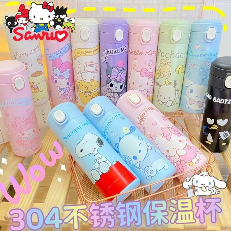 

MINISO Melody Kuromi Hello Kitty Cinnamoroll Pochacco Thermos Cup Cartoon Koulomi 304 Stainless Insulation Water Cup New Cups