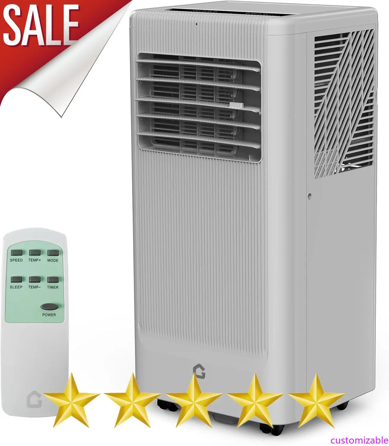 

Customizable 8000 BTU Portable Air Conditioner - Portable AC Unit for Bedroom up to 350 Sq. Ft, Cooling, Fan & Dehumidifier