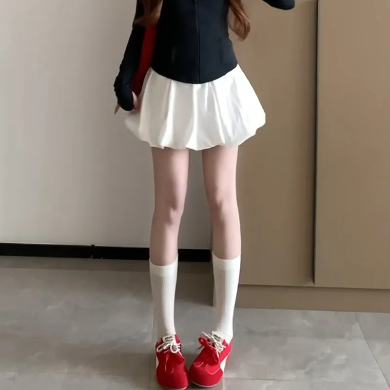 Flower Bud Short Skirt Summer Bestseller for Women High-waisted White A-line Bubble Puffy Skirt Petite Cake Half Skirt Fashion