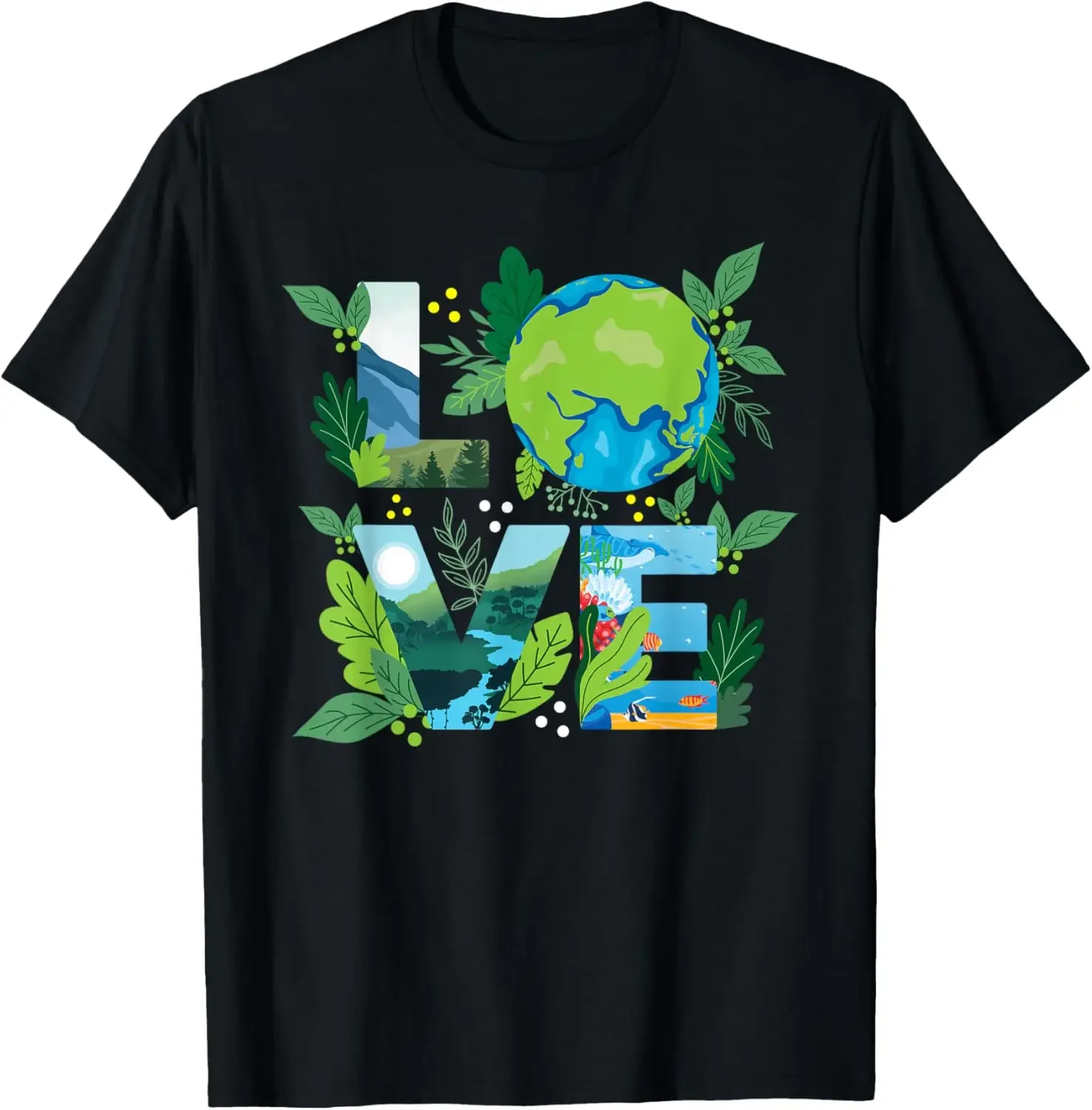 

Love Earth Environmental Protection Graphic Tee Breathable Cotton Short Sleeve T-Shirt Unisex