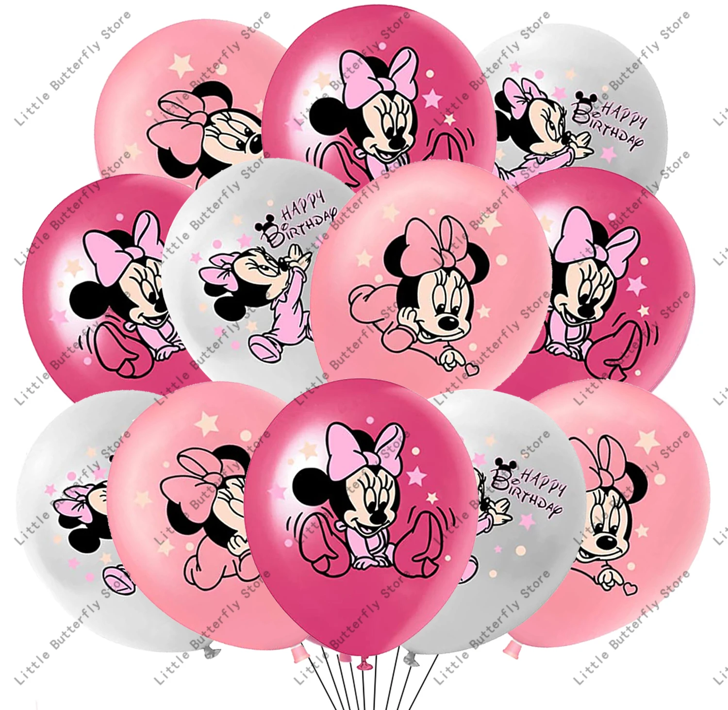 Disney 10/20/30 Stück 30,5 cm rosa Minnie Mouse Latexballon Partyzubehör Partyballon Luftballons für Geburtstagsparty-Dekorationen