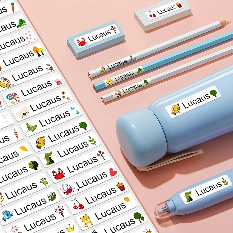 ملصقات اسم شخصية مقاومة للماء مخصصة لزجاجات الأطفال وصناديق الغداء والحرف اليدوية - ملصقات متينة غير لامعة #4