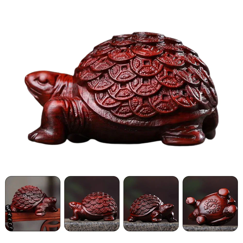 

Wood Carving Turtle Ornament Decoration Statue Wooden Figure Decorations Figurine Animal