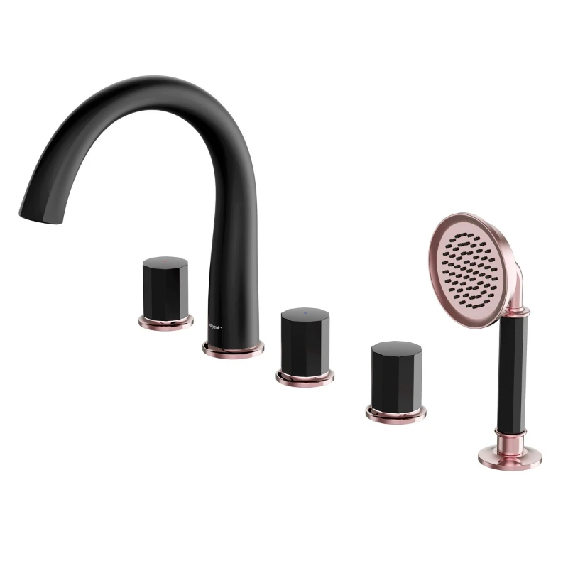 

Cross-border split bathtub faucet All-copper household cylinder side faucet Shower hotel five-piece set