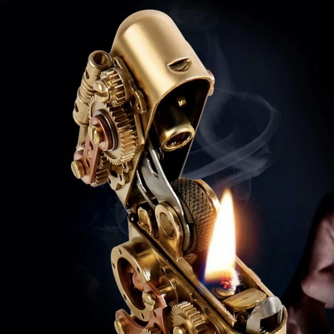 

Креативная латунная зажигалка с механической передачей, персонализированная зажигалка с маслом в стиле ретро в стиле панк в один клик, коллекция высокого класса