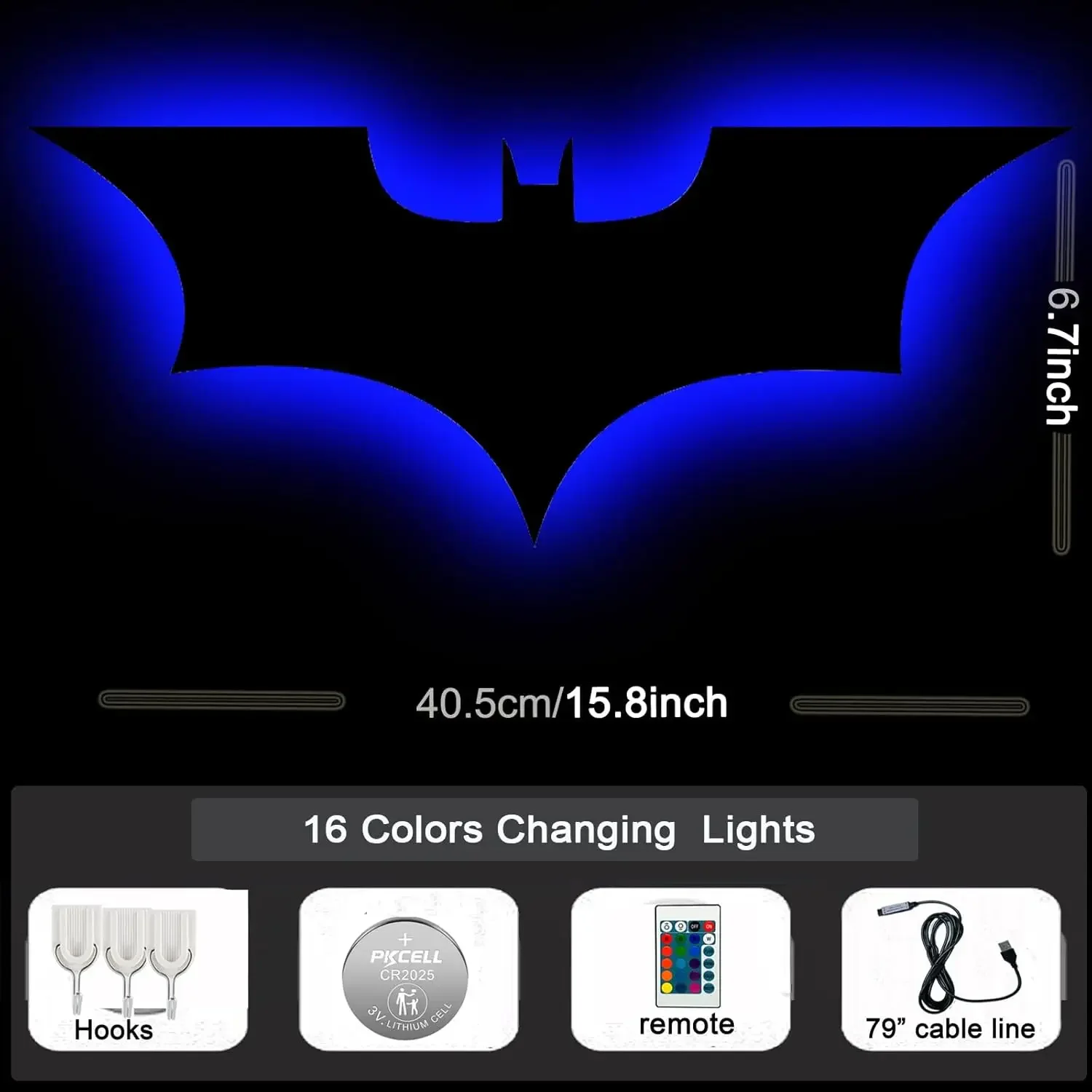 Bat Lamp Neon Sign Led Bat Signal Night Light 16 Colors Adjustable Man Cave Party Home Bedroom Christmas Halloween Decoration