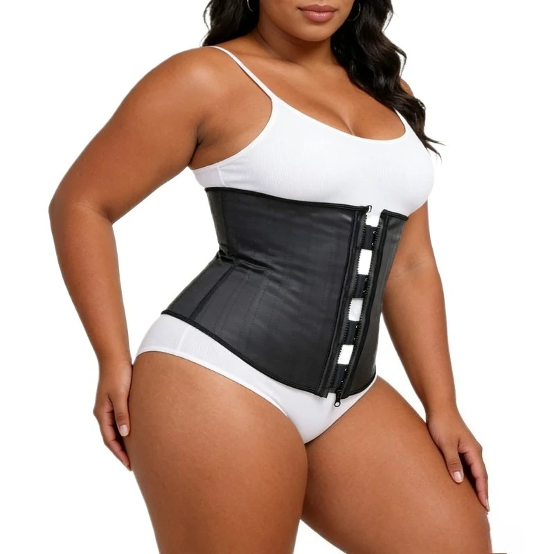 

25-Steel Bones Waist Trainer for Women Latex Underbust Waist Corsets Cincher Hourglass Fajas Body Shaper Zipper&Hooks Shapewear