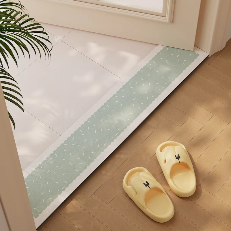 VIKAMA Wave Edge Small Dot Printed Carpet Anti Slip Quick Drying Floor Mat Bedroom Entrance Threshold Mat Home Decoration
