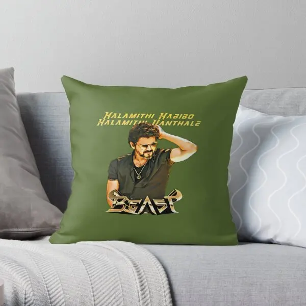 Thalapathy Vijay Beast Movie Song  Printing Throw Pillow Cover Home Throw Decor Waist Comfort Pillows not include One Side