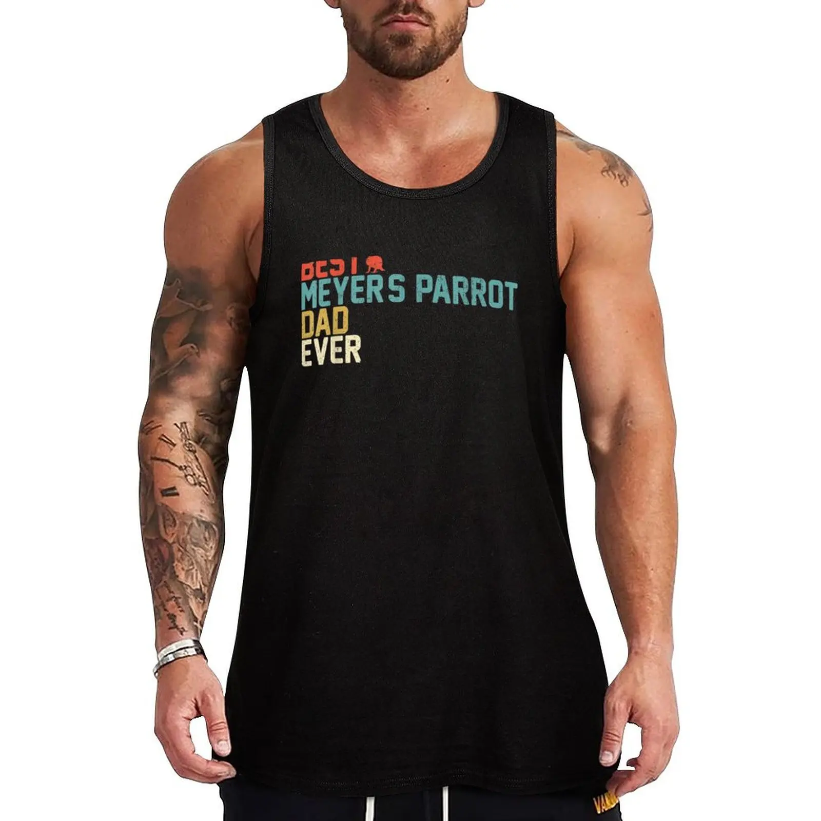Best MEYER'S PARROT Dad Ever Tank Top Athletic Cut Tank Top Gym Workout Sleeveless Shirt