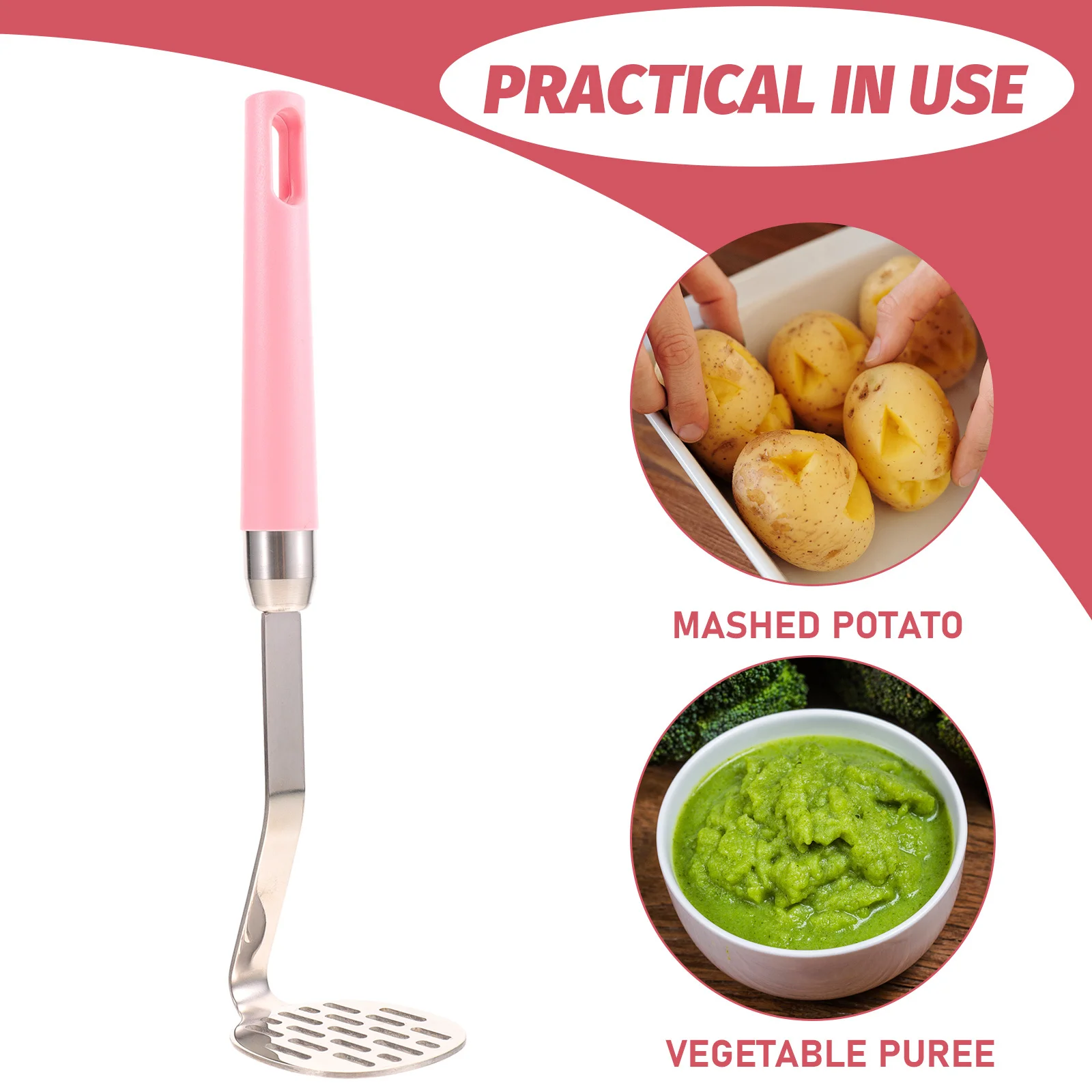 

Premium Potato Masher Manual Crusher Kitchen Utensil Reusable Vegetable Masher Tool For Potatoes Pumpkin Beans Squash Fruit