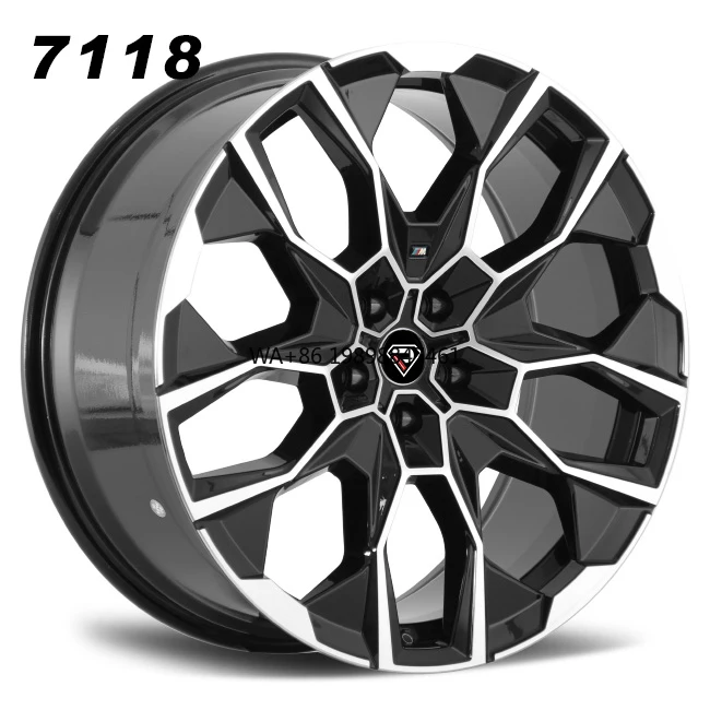 

Rep 7118 22 Inch 5-112 5-120 Multi Spokes Black Machined Face Ready to Ship Staggered Alloy Rims for BMW X7