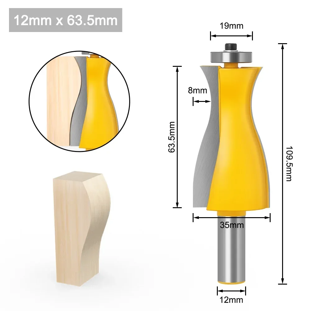 1 قطعة 1/2 "12.7 مللي متر 12 مللي متر عرقوب قاطعة المطحنة الخشب نحت متموج صندوق مجوهرات الجانب جدار راوتر بت خط سكين سكين الباب لسان القاطع