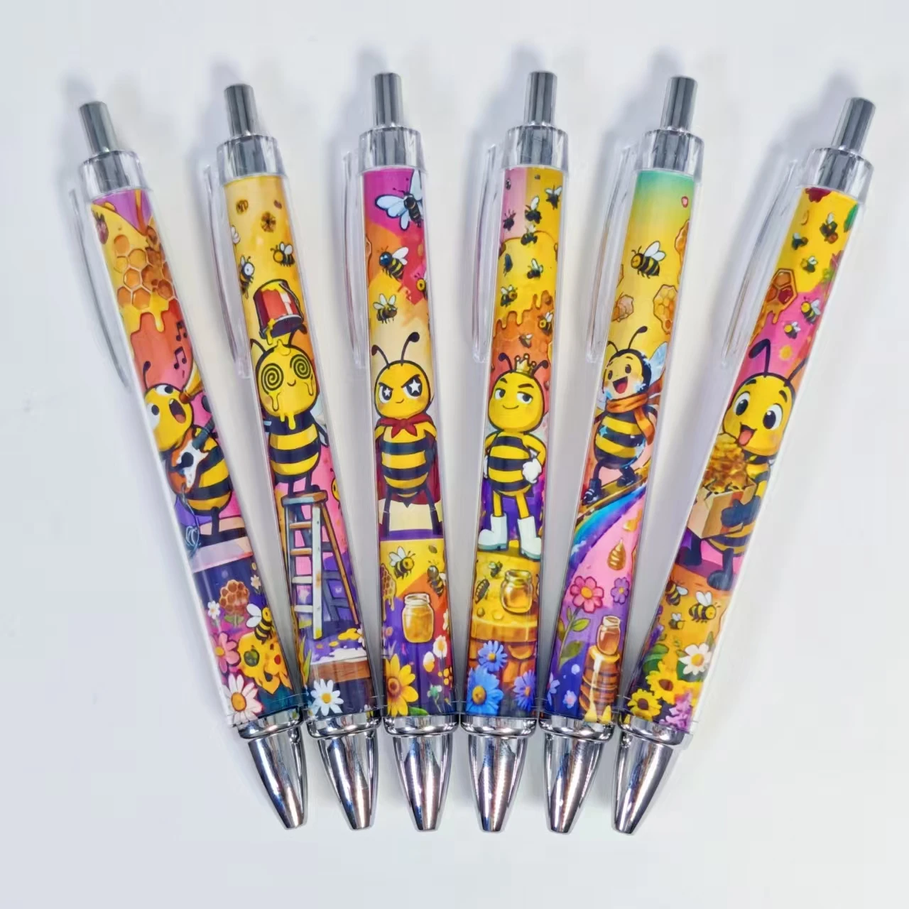 

7Pcs/13Pcs Bee-Themed Retractable Pens Creative Bee Ballpoint Pens Back-To-School Season Student Writing Gift Pens