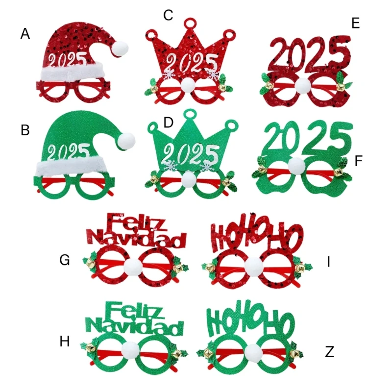 

2025 Happy New Year Glasses Party Eyewears Photo Props Christmas Santa Eyeglasses Dropship