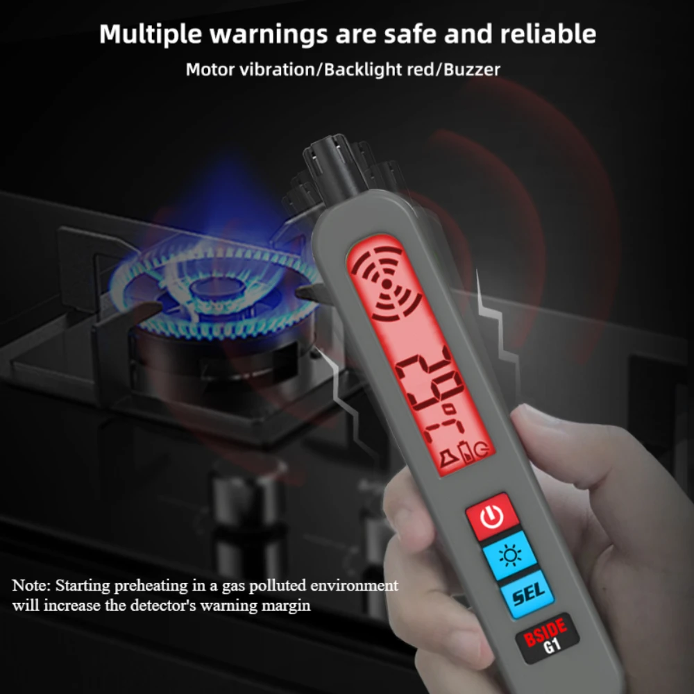 G1 Gas Leak Detector Combustible Natural Gas Recharge Portable Sound Vibration Alarm LCD Display Methane Alcohol Tester