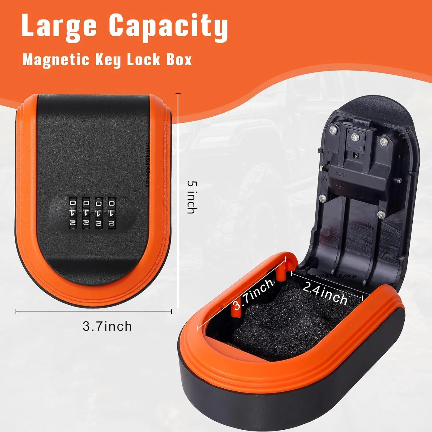 Magnetic Key Holder with Combination Lock Hidden Under Car Hide Key Password Box with Strong Magnet for Storage Key Indoor