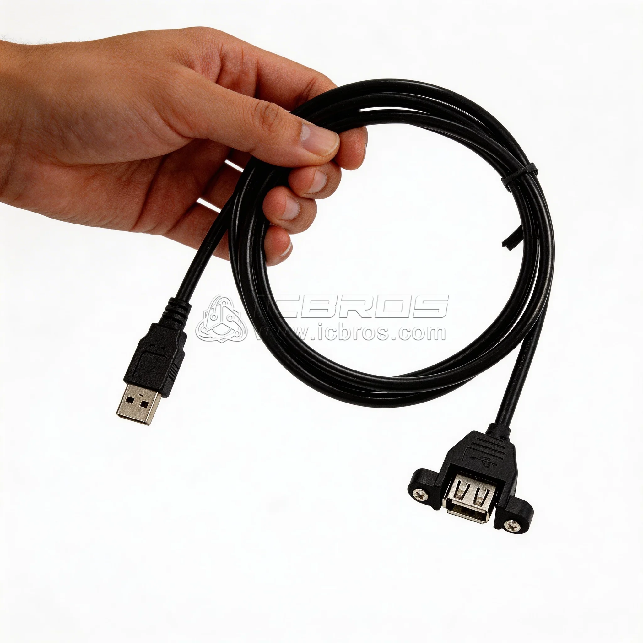 5pcs 90 Degree Right Angle USB 2.0 Extension Cable Male to Female with Mounting Ears Screw Holes