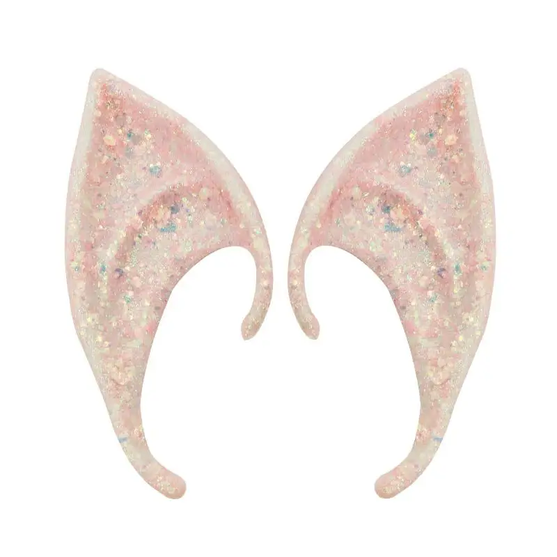 Halloween Elf Ear Latex Cosplay Cute Glitter Ear Jewelry Performance Live Broadcast Props Fairy Tale Costume Acces