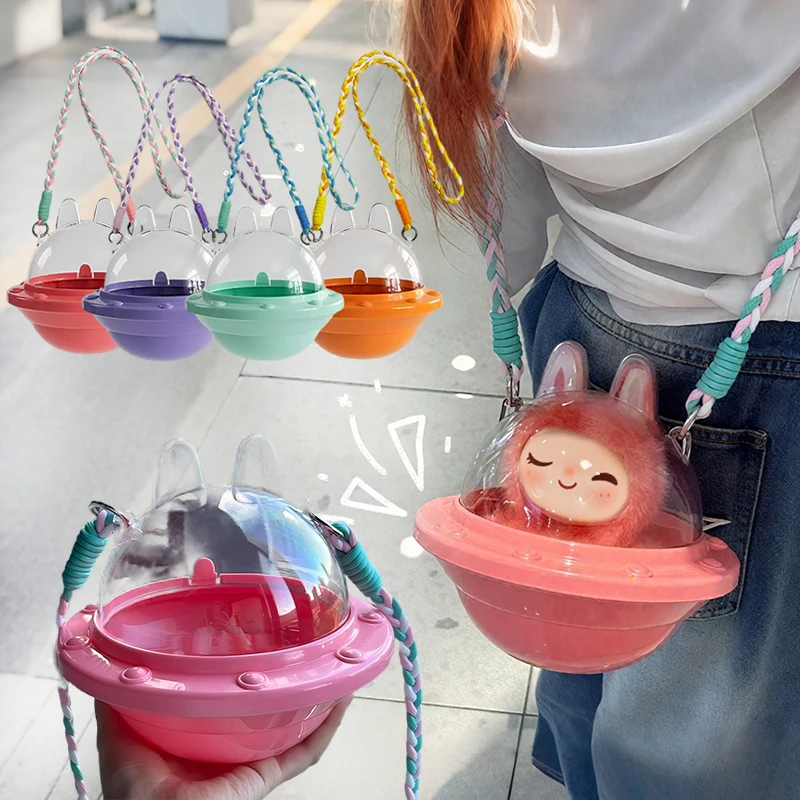 

For Labubu Doll Crossbody Outdoor UFO Bag Doll Storage Dustproof Box Cute Cotton Toy Display Cabinet for V1V2V3 Labubu Kids Gift