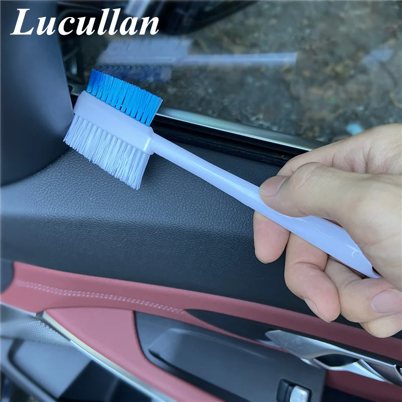 Lucullan Double Head 3 Uses Groove Detailing Brush Car Engine,Door,Window Gap Vent Cleaning Tools Accessories