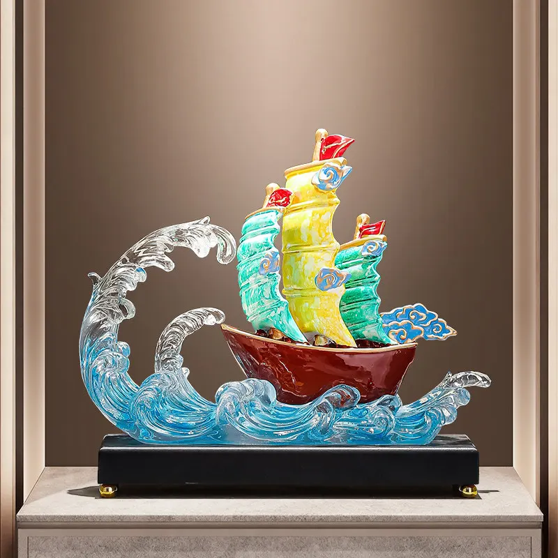 Room Decor Smooth Sailing Boat Ornaments,Statuette Modern Living Room Foyer,TV Cabinet Office Desktop Art Decorations,Gifts