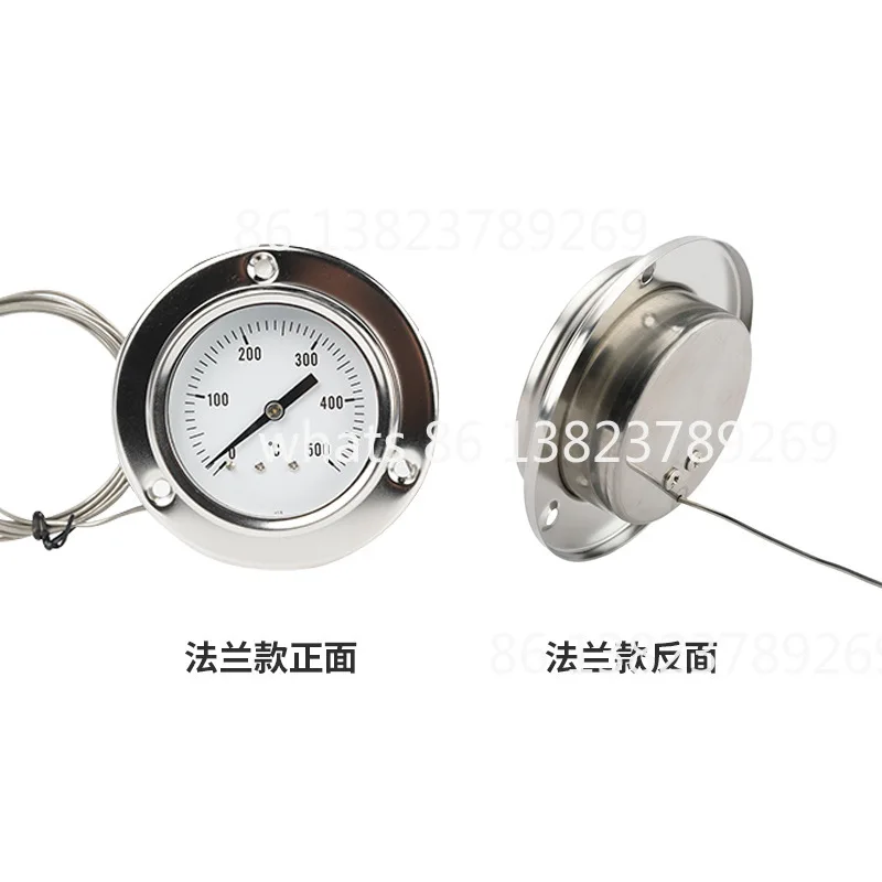 All-stainless steel shell round thermometer high temperature oven pizza oven 0 to 500 degree thermometer pressure type capillary