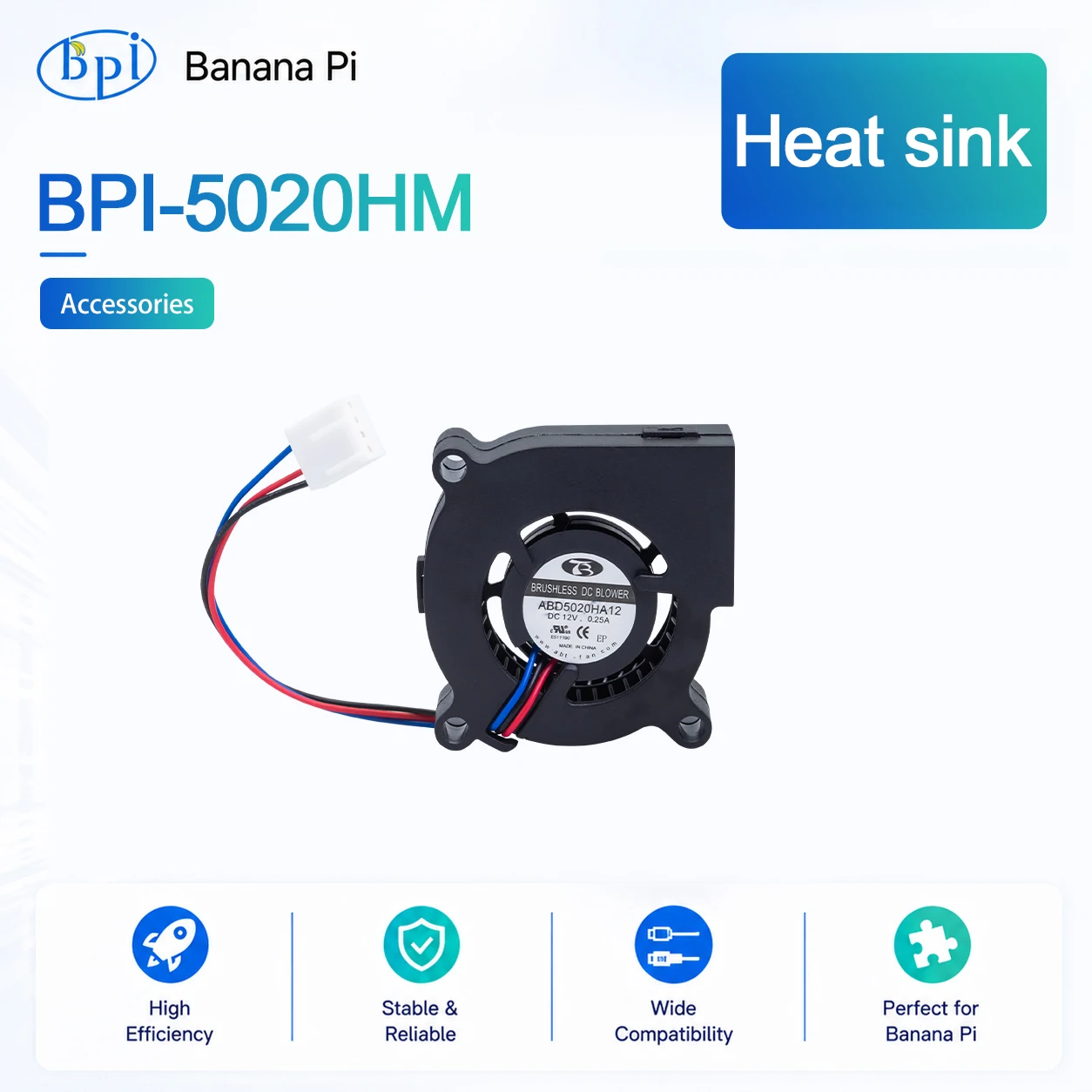Banana Pi BPI-R4 PRO 5020HM ventilateur de dissipateur thermique pour BPI-R4 PRO carte de développement de carte de routeur SBC accessoires informatiques intelligents