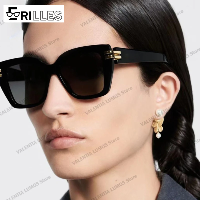 UV400-Cat-Eye-Sonnenbrille für Damen, graue Farbverlaufslinse und gesichtsformendes Design, trendige Sonnenbrille mit quadratischem Rahmen