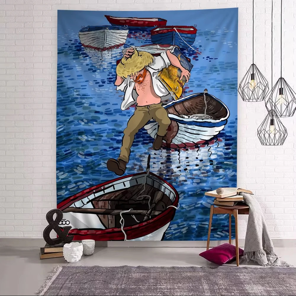 Moonlit Night Art Starry Sky Painter Vincent Van Gogh Printed Large Wall Tapestry Hanging Tarot Hippie Wall Rugs Dorm Home Decor
