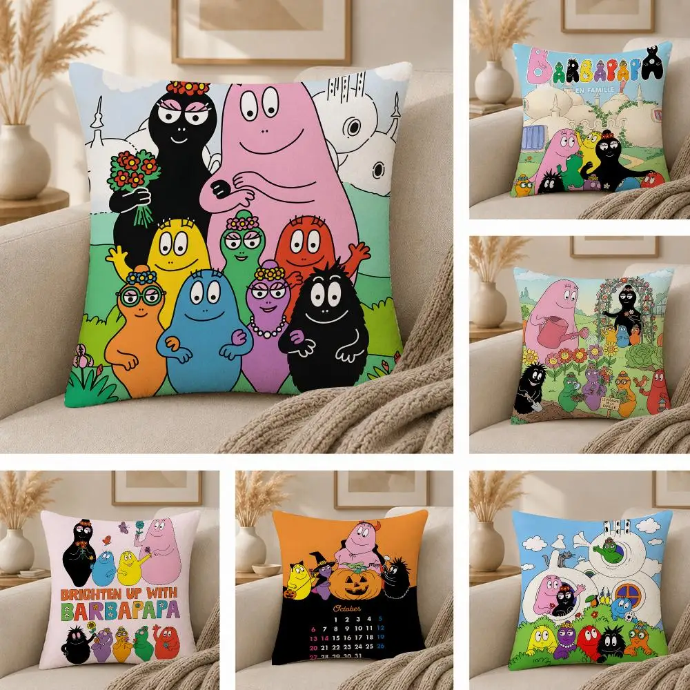Cartoon Barbapapa Cushion Cover  Plush Fabric Soft Double Sided Print Sofa Cushion Cover Throw Pillow Covers