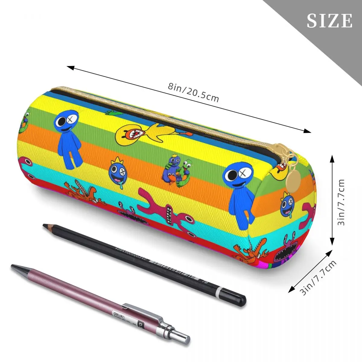 Imagem -04 - Super Colorido Rainbow Amigos Lápis Estojo de Couro Pen Capacidade Bolsa Zipper Papelaria para Estudantes Tablet Gamer Escola