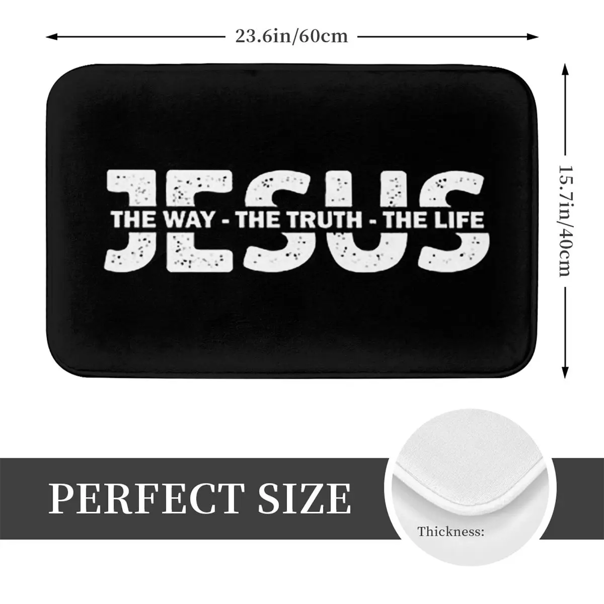 Jesus The Way The Truth The Life Faith Christian Non-slip Doormat Floor Mat Carpet Rug for Kitchen Entrance Balcony Footpad Mats