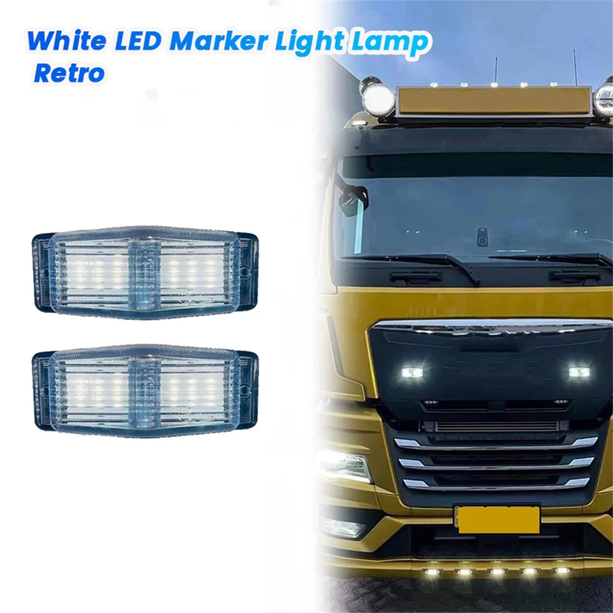 2Pcs LED Marker Lights Front Double Burner Indicator LampFor Scania Volvo Man Benz Truck Lorry Front Grill Light A