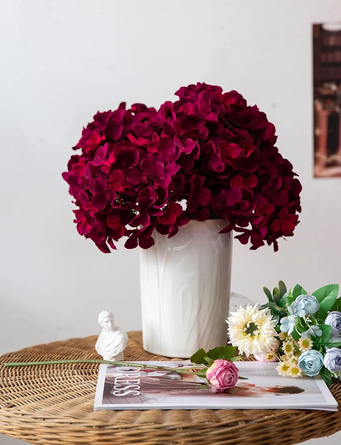 6 Stück 8,7 Zoll Seiden-Hortensien-Blütenköpfe mit Stielen, künstliche Hortensien-Blumen für DIY-Hochzeits-Mittelstück, Heimdekoration – Detail 16