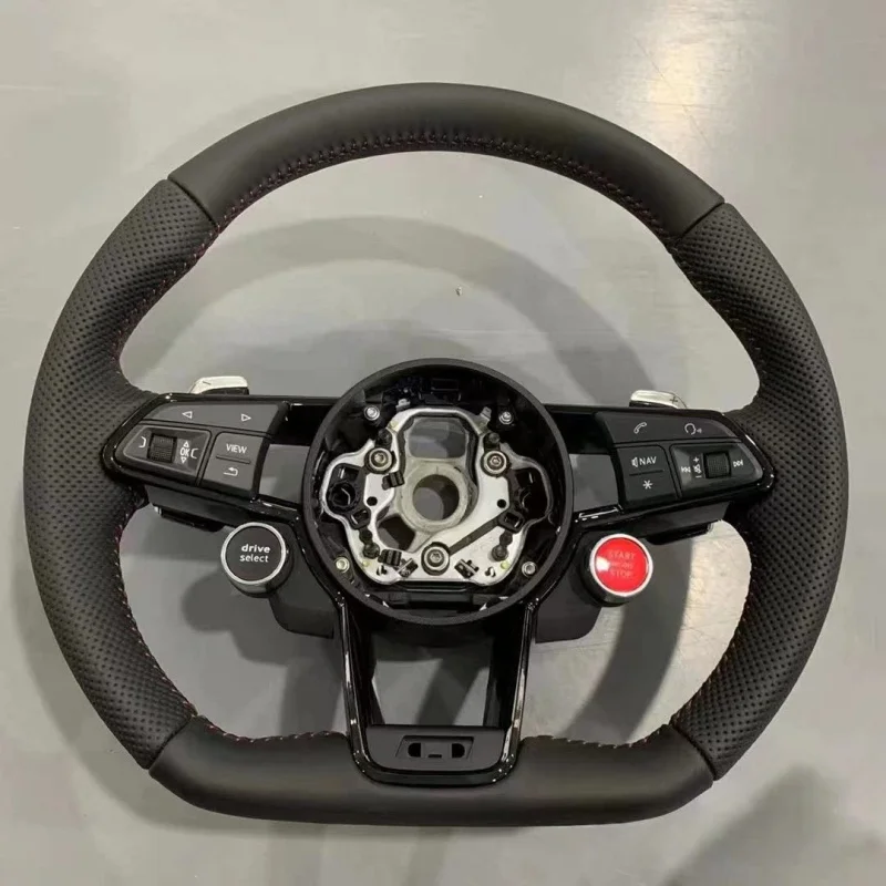 Polo MK For Golf 5 6 7 7.5 6R R CC Gti Upgrade R8 Full Leather Carbon Fiber Flat Bottom Steering Wheel For Volkswagen VW Passat