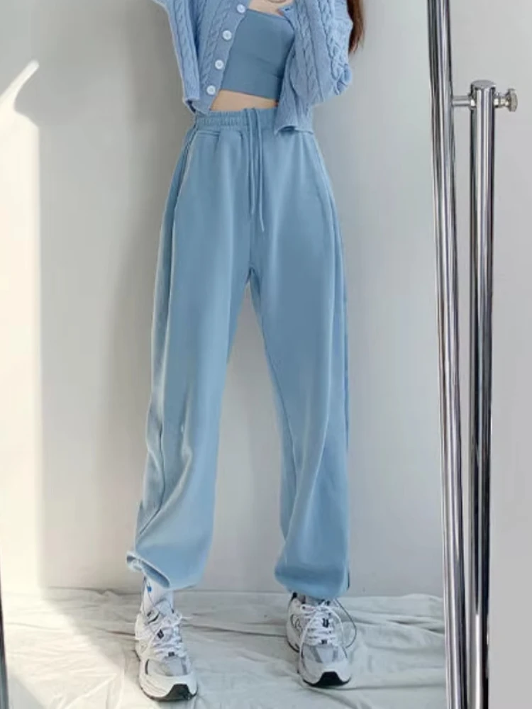 

Брюки с высокой талией в американском стиле, женские уличные повседневные прямые брюки, универсальные однотонные винтажные модные весенне-осенние брюки унисекс