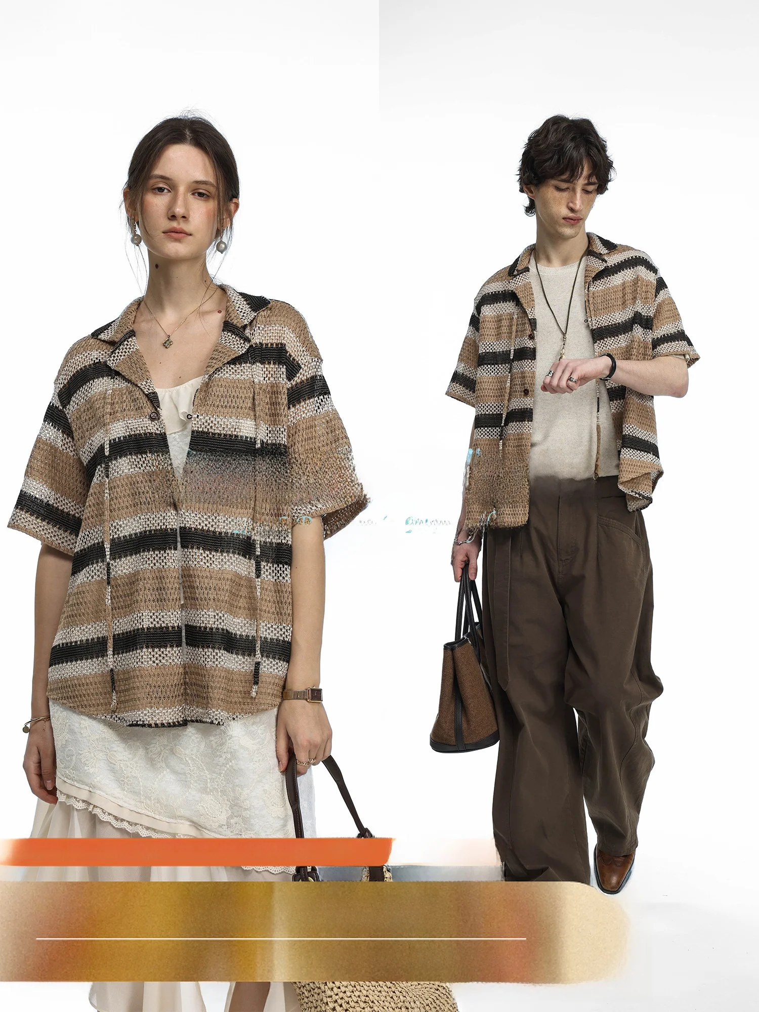 

Рубашка UnvesnoUNStaycation с коротким рукавом и вырезами, свободного кроя, в городском стиле, из смесового полиэстера и хлопка