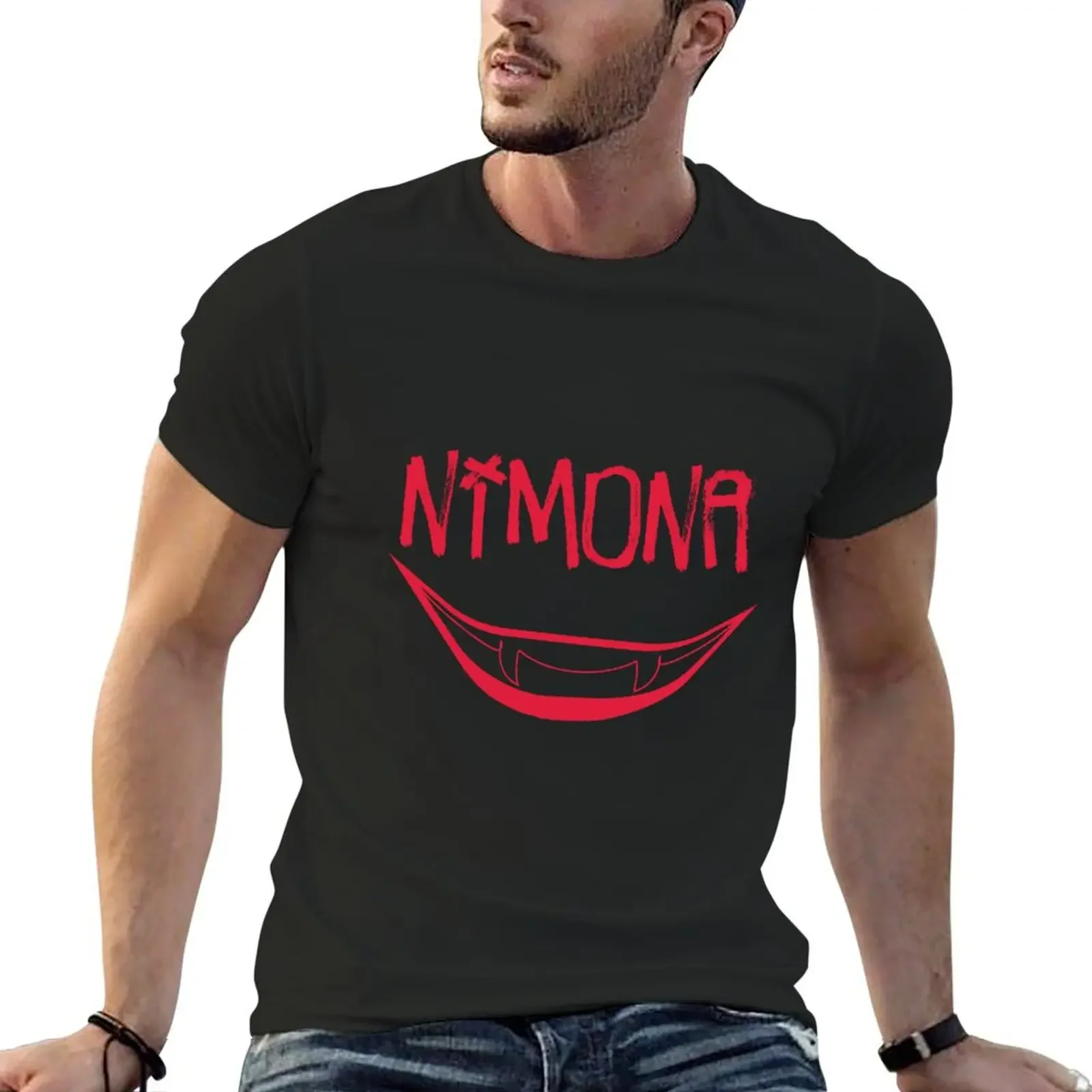 

Футболка NIMONA SMILE из аниме вещей, корейская мода, тяжелые спортивные футболки для фанатов, Мужская футболка